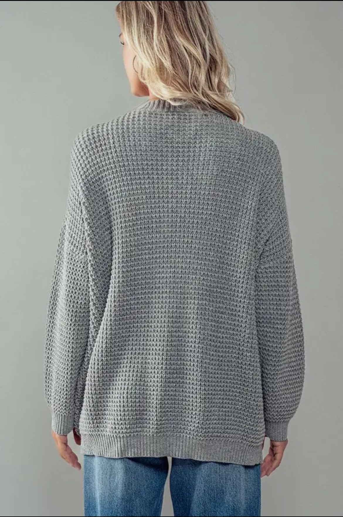 Paradise Waffle Knit Cardigan Grey Small