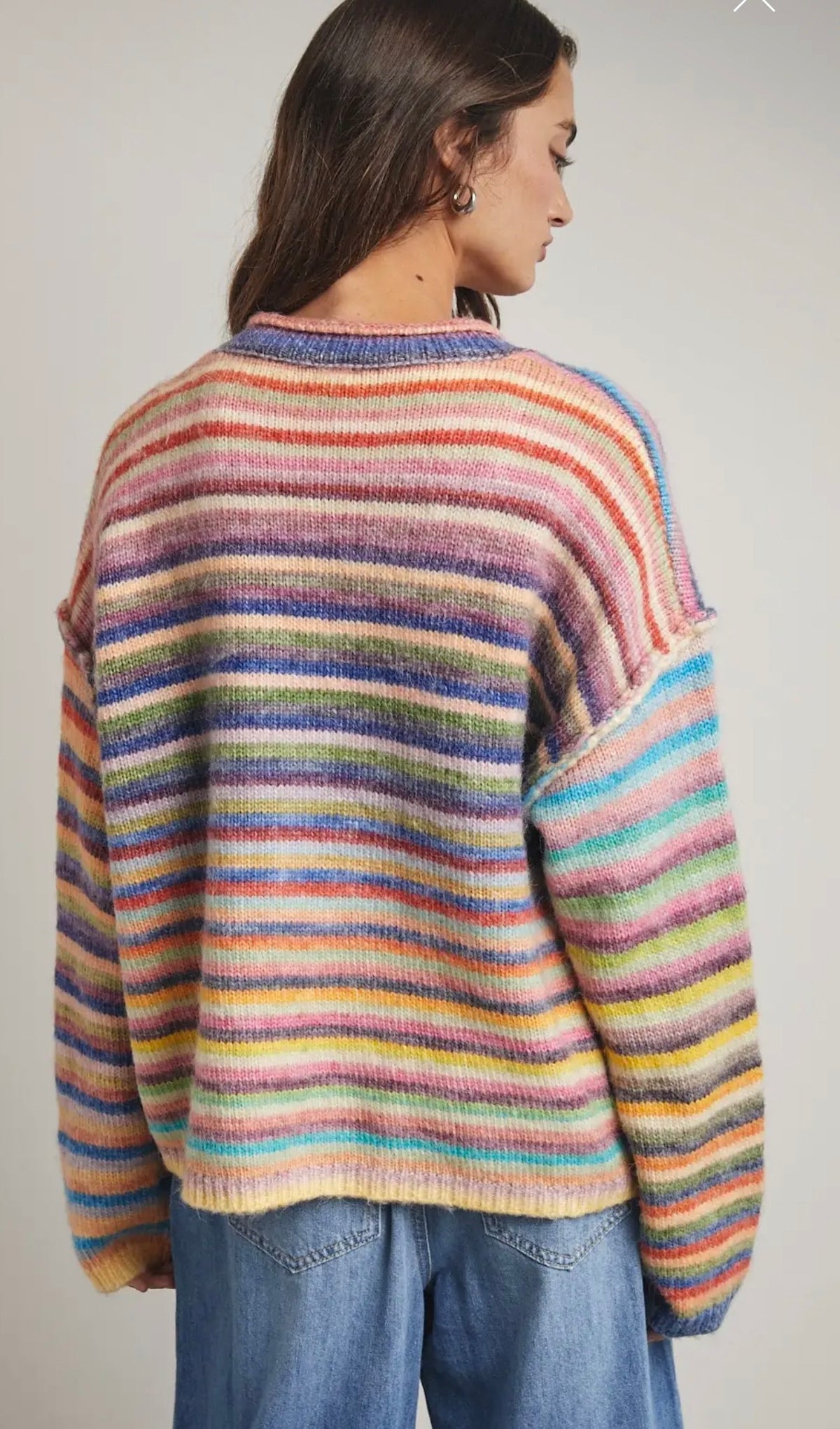 Rainbow Button Up Sweater Sky/Purple WL25-12197