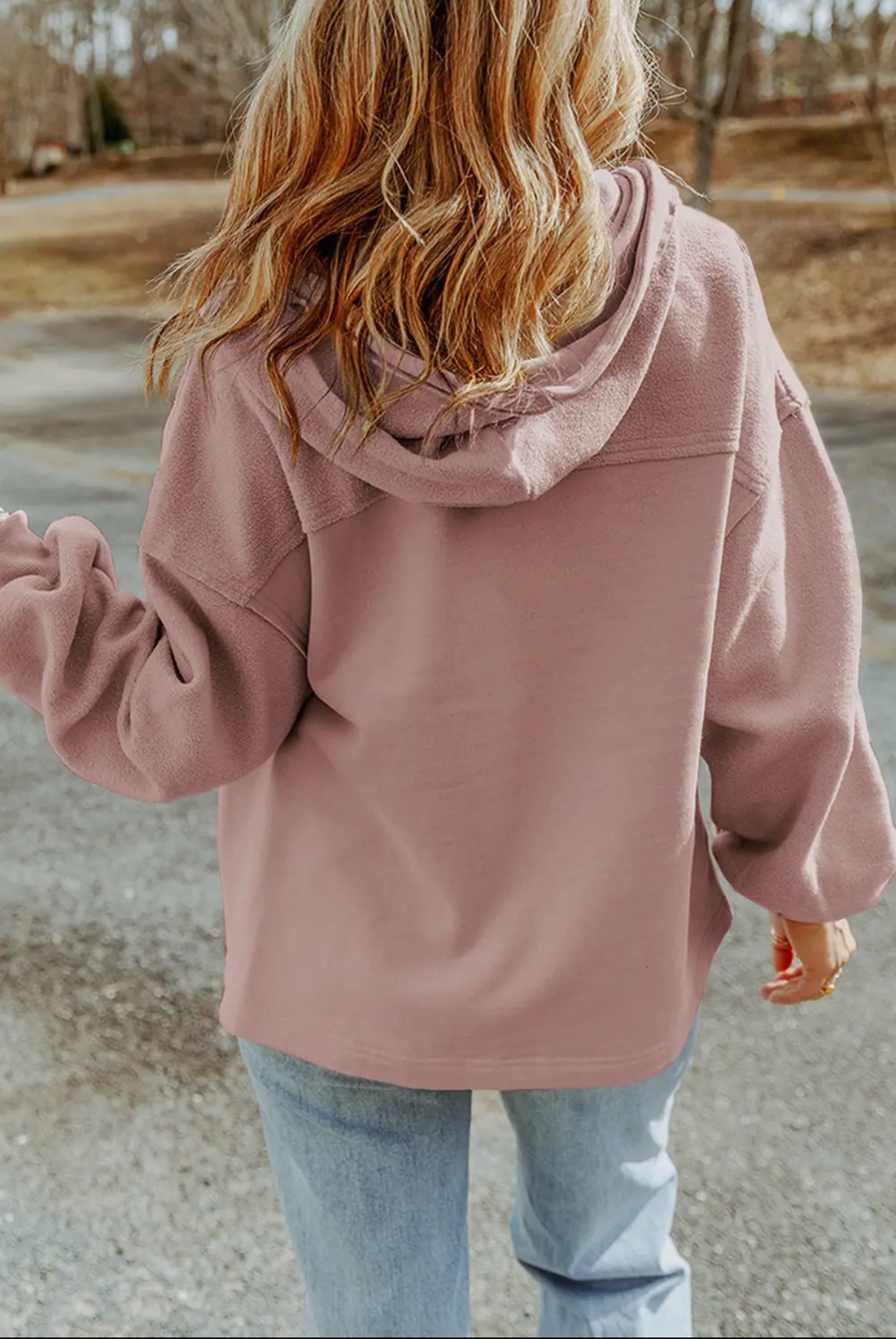 Flap Pocket Drawstring Hood Zip Up Jacket in Green and Pink