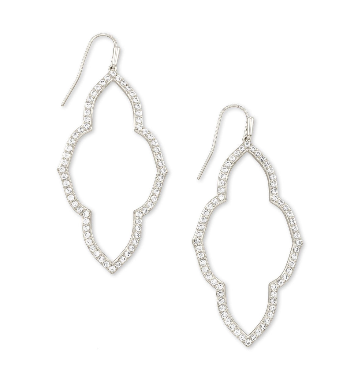 4217719626 ABBIE OPEN FRAME EARRINGS RHODIUM METAL