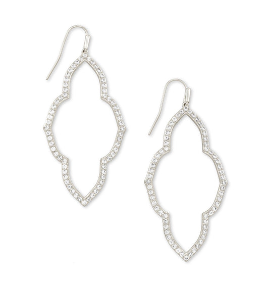 4217719626 ABBIE OPEN FRAME EARRINGS RHODIUM METAL