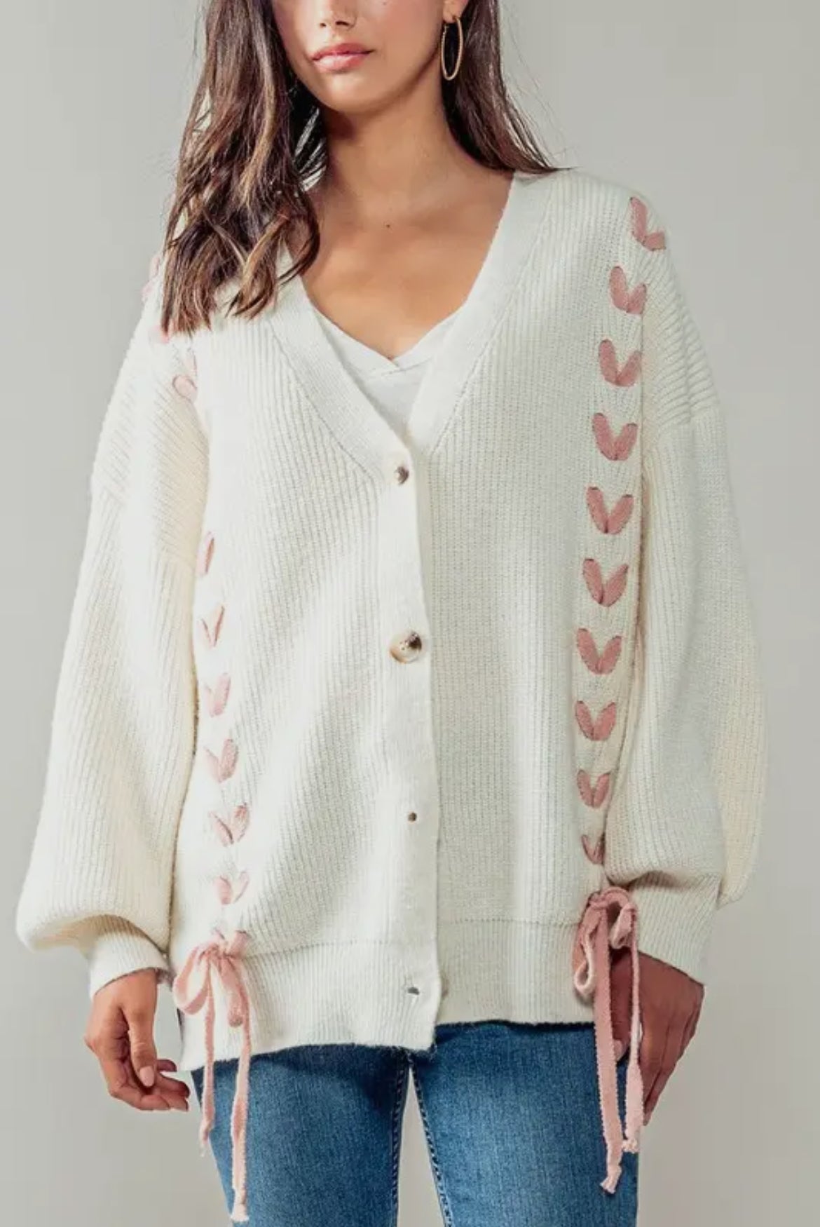 Heartbeat Weave Cardigan Ivory S/M or M/L