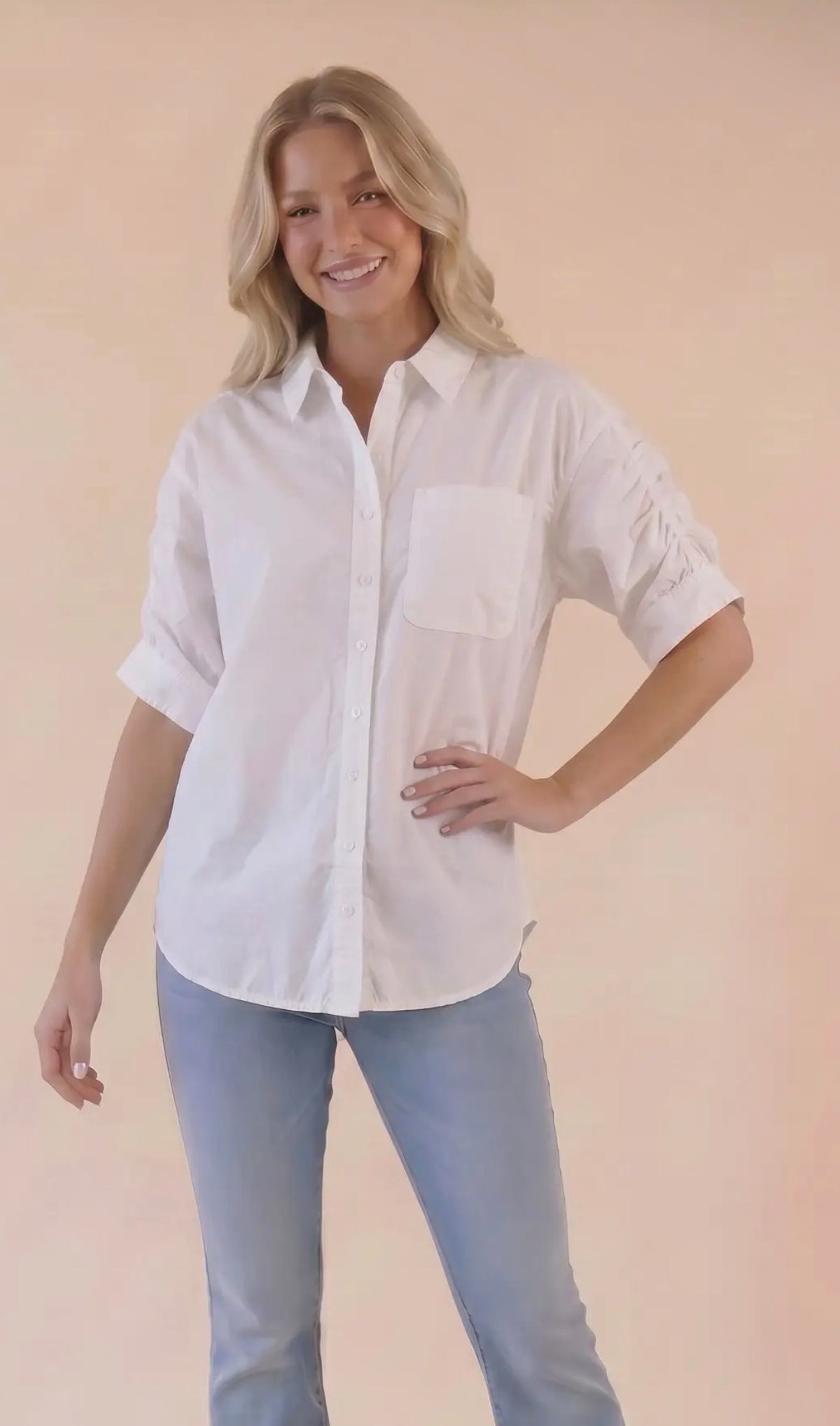 White Oversized Boyfriend Button Down Shirt