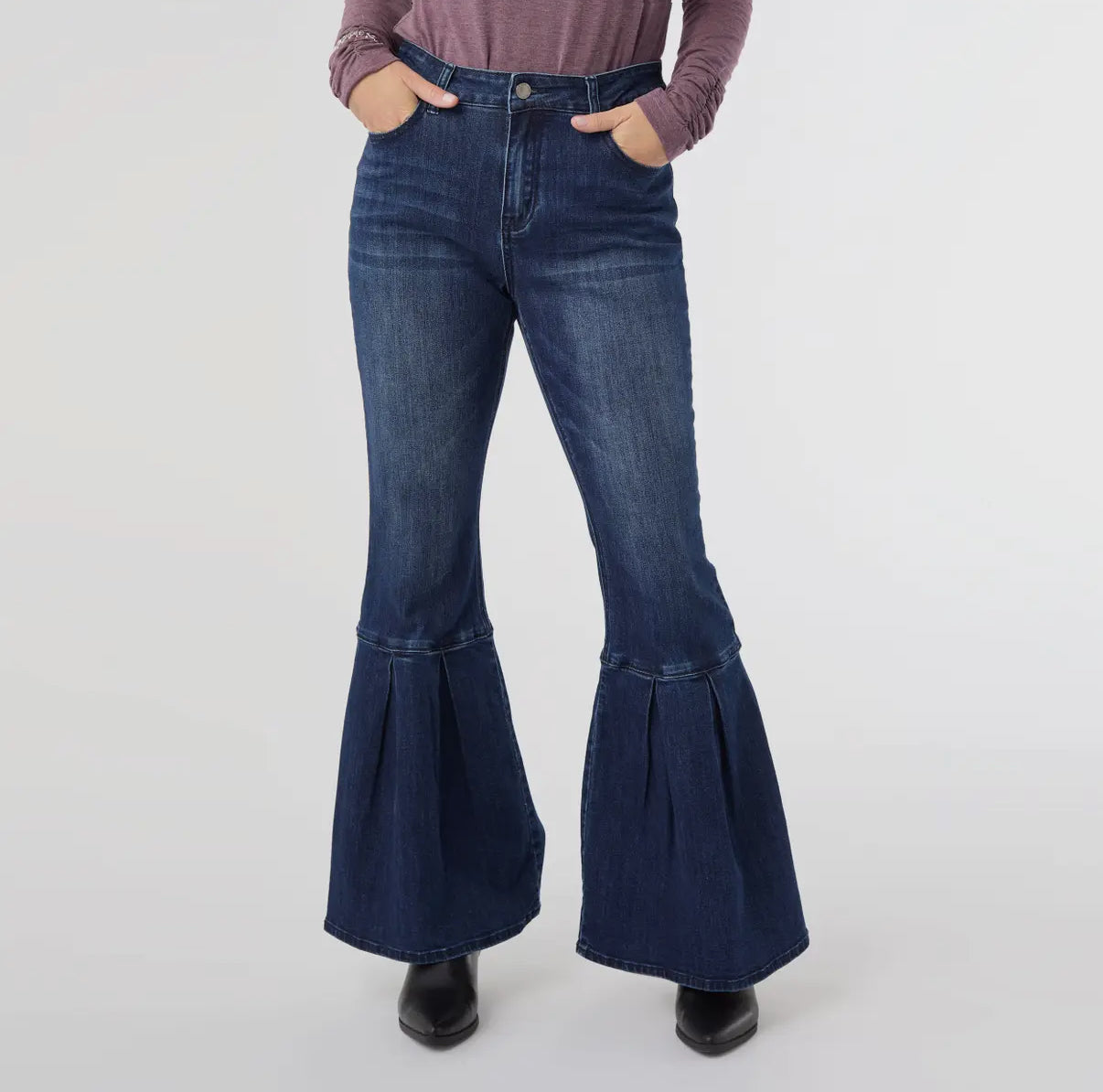 Coco + Carmen Bambu Soft Bell Flare Indigo Dark Denim
