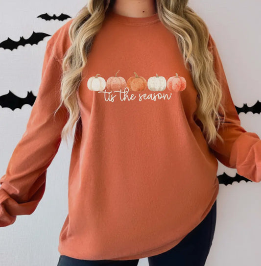 Preppy Tis the Season Pumpkins Long Sleeve