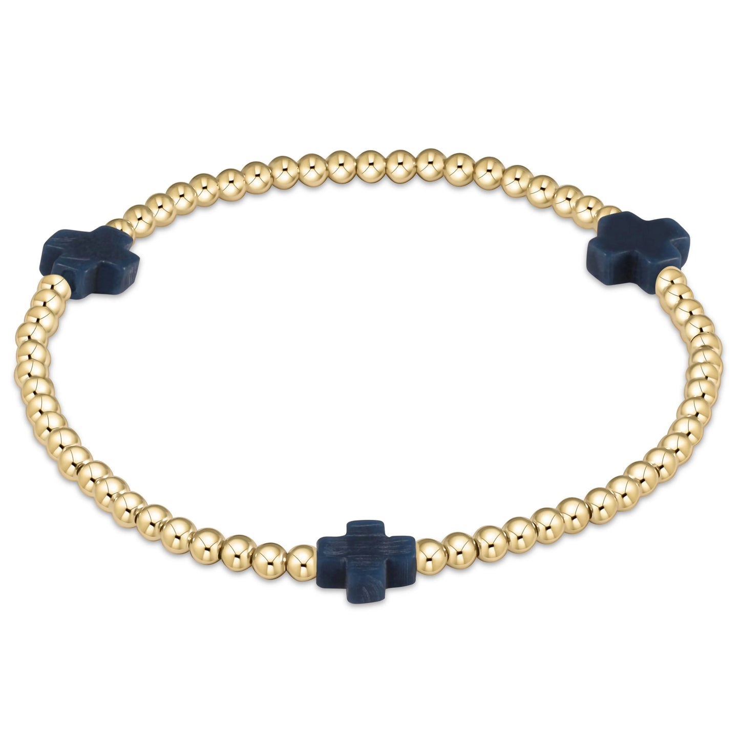 BSCGP3N Signature Cross Gold pattern 3 mm Bracelet Navy