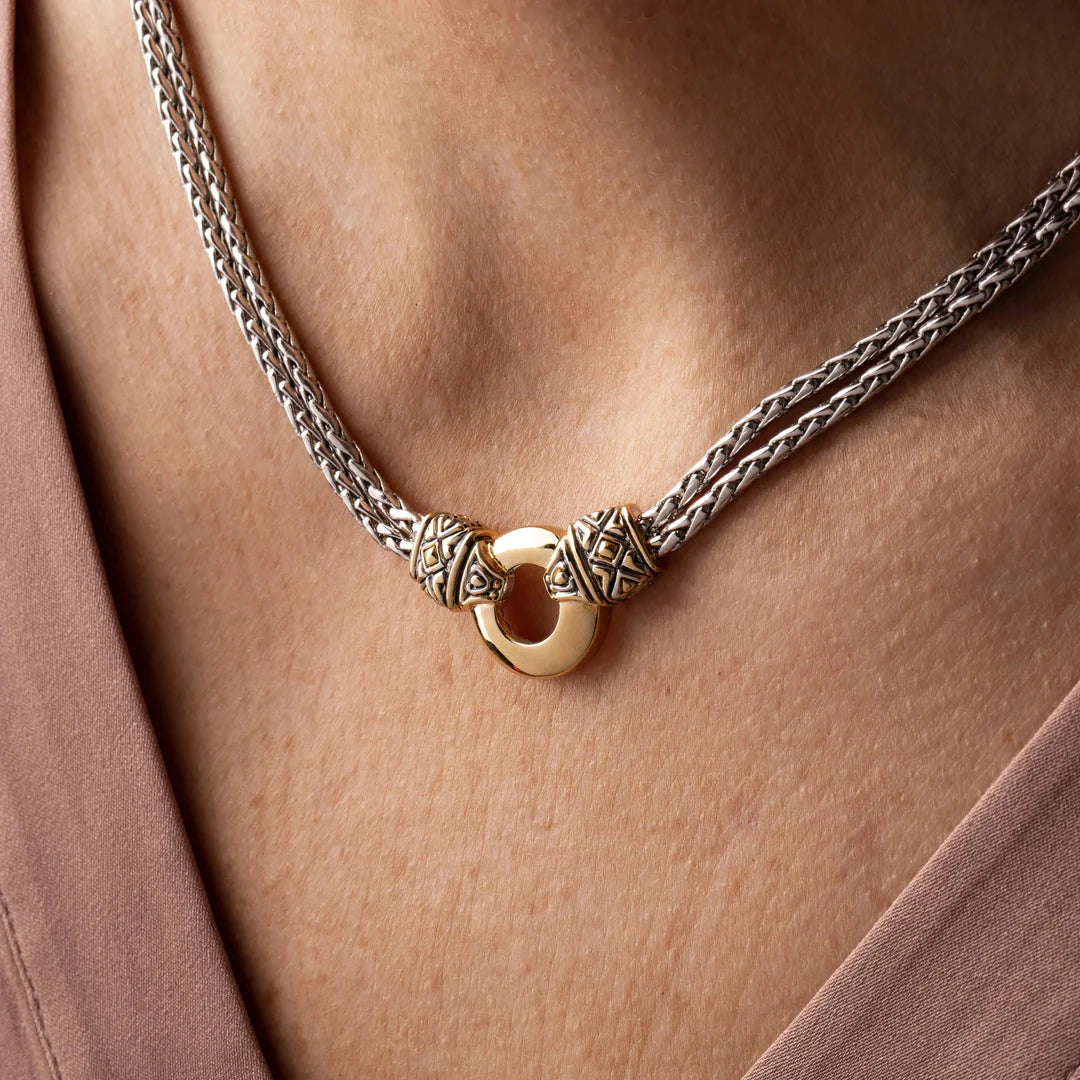 N2801-A000 GL Dome/Dbl Strn Antq Necklace