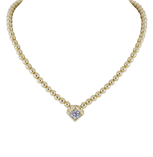 N5802-GF03 Beaded CZ Single Strant Diamond Necklace