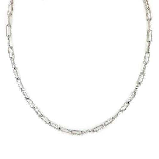 N5332-R003 Diamante Link 16in Necklace Rhodium