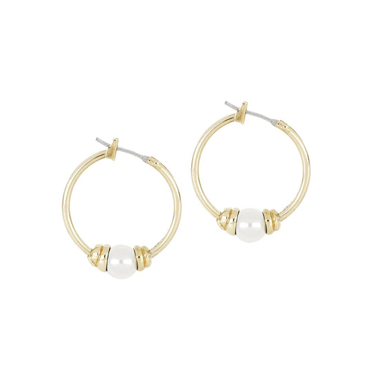 G5215-GB00 SM. PEARL HOOP EARRING GOLD