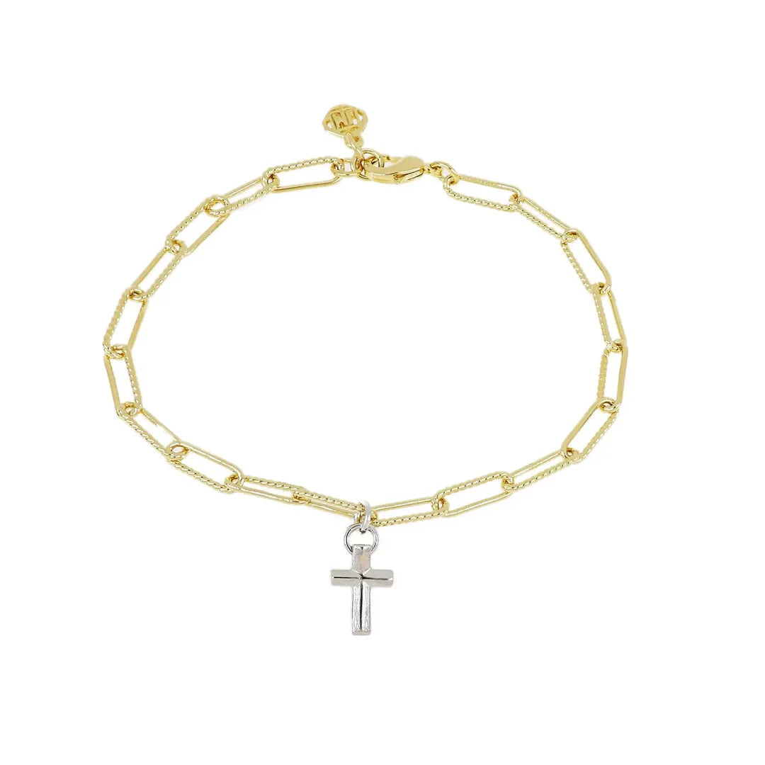 B5410-G00P CROSS CHARM BRACELET 7.5IN