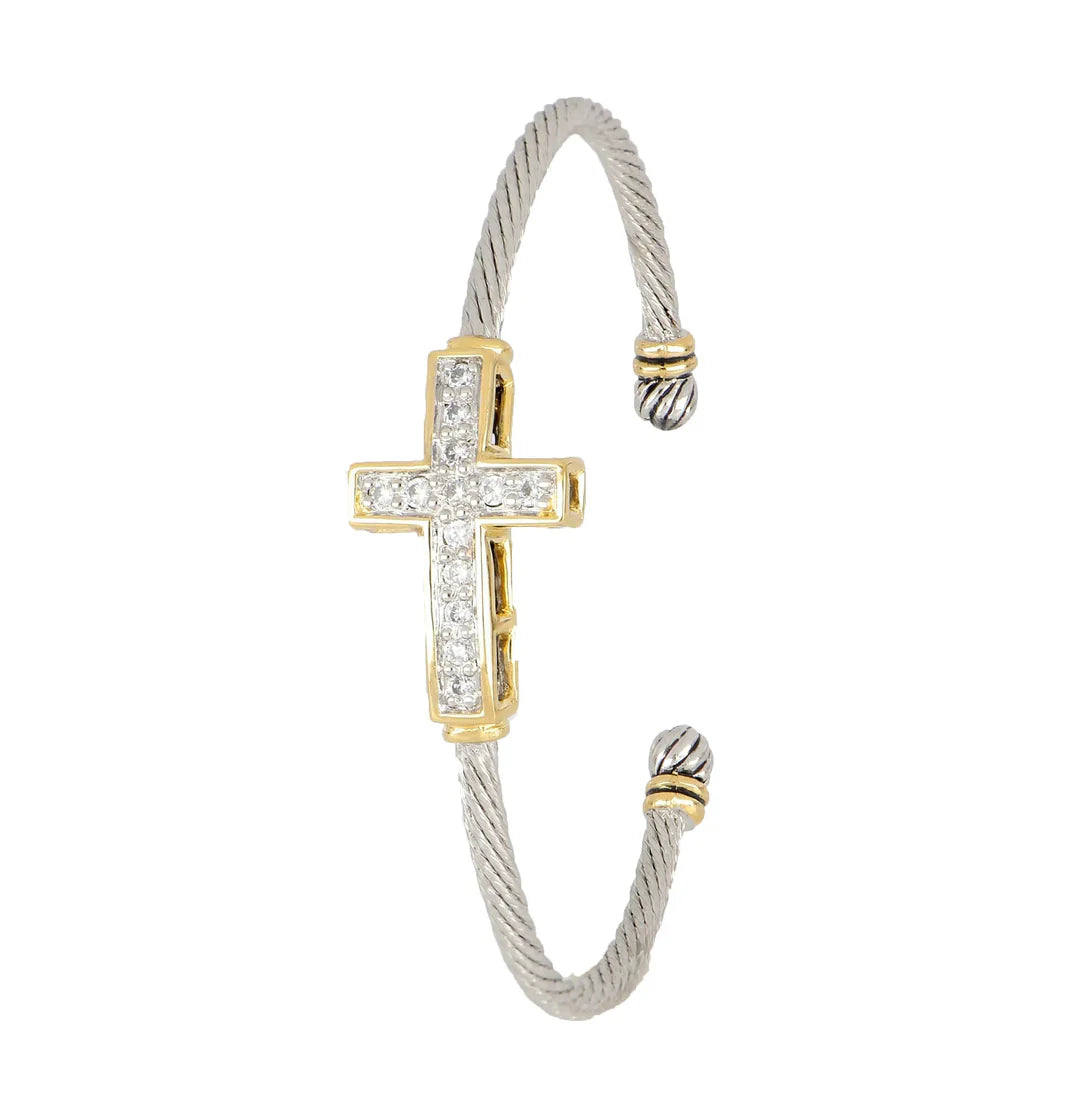 B5242-AF00 PAVE CROSS  SMALL WIRE CUFF