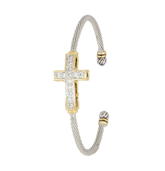 B5242-AF00 PAVE CROSS  SMALL WIRE CUFF