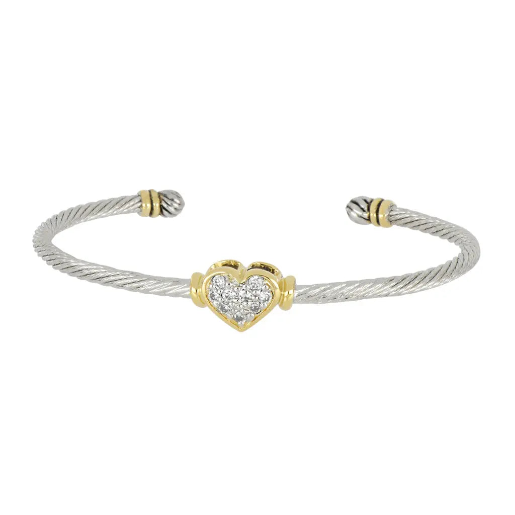 B5241-AF00 PAVE HEART  SMALL WIRE CUFF