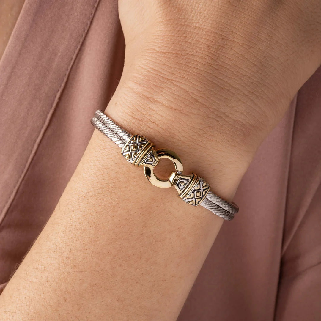 B2816-A000 Gold Circle Double Wire Bracelet DM HK ANTQA DBL WB 6.5”