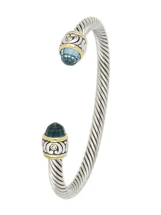 B1024-A600 AQUA Small Wire Cuff Bracelet CZ-FLG TP/SML WB