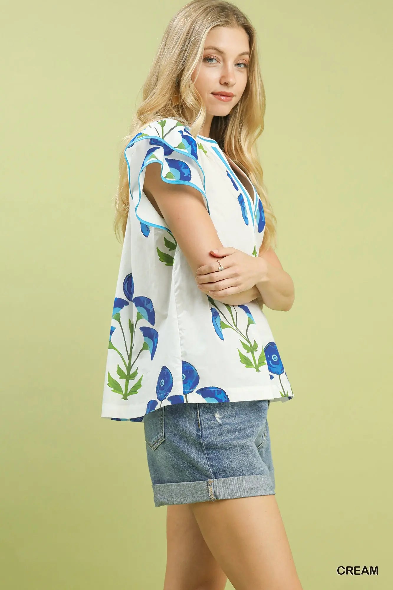 1451 Cream Collared Top