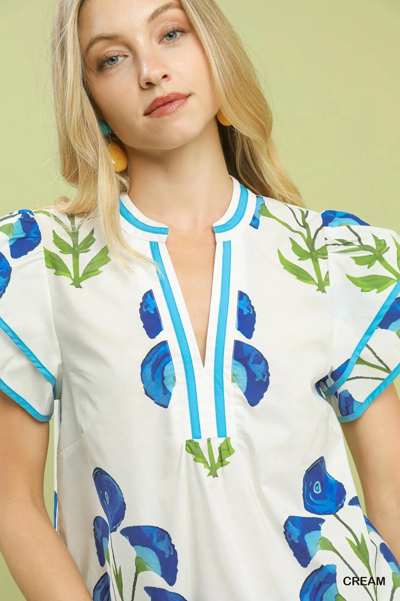 1451 Cream Collared Top