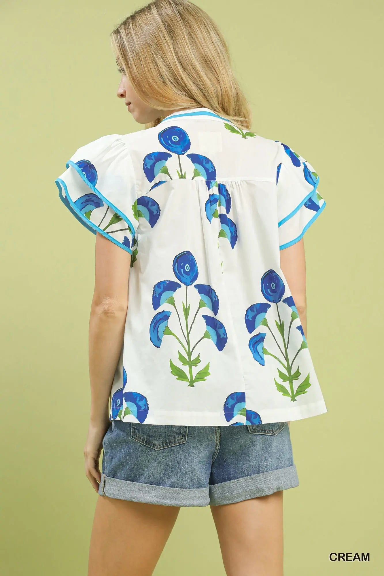 1451 Cream Collared Top