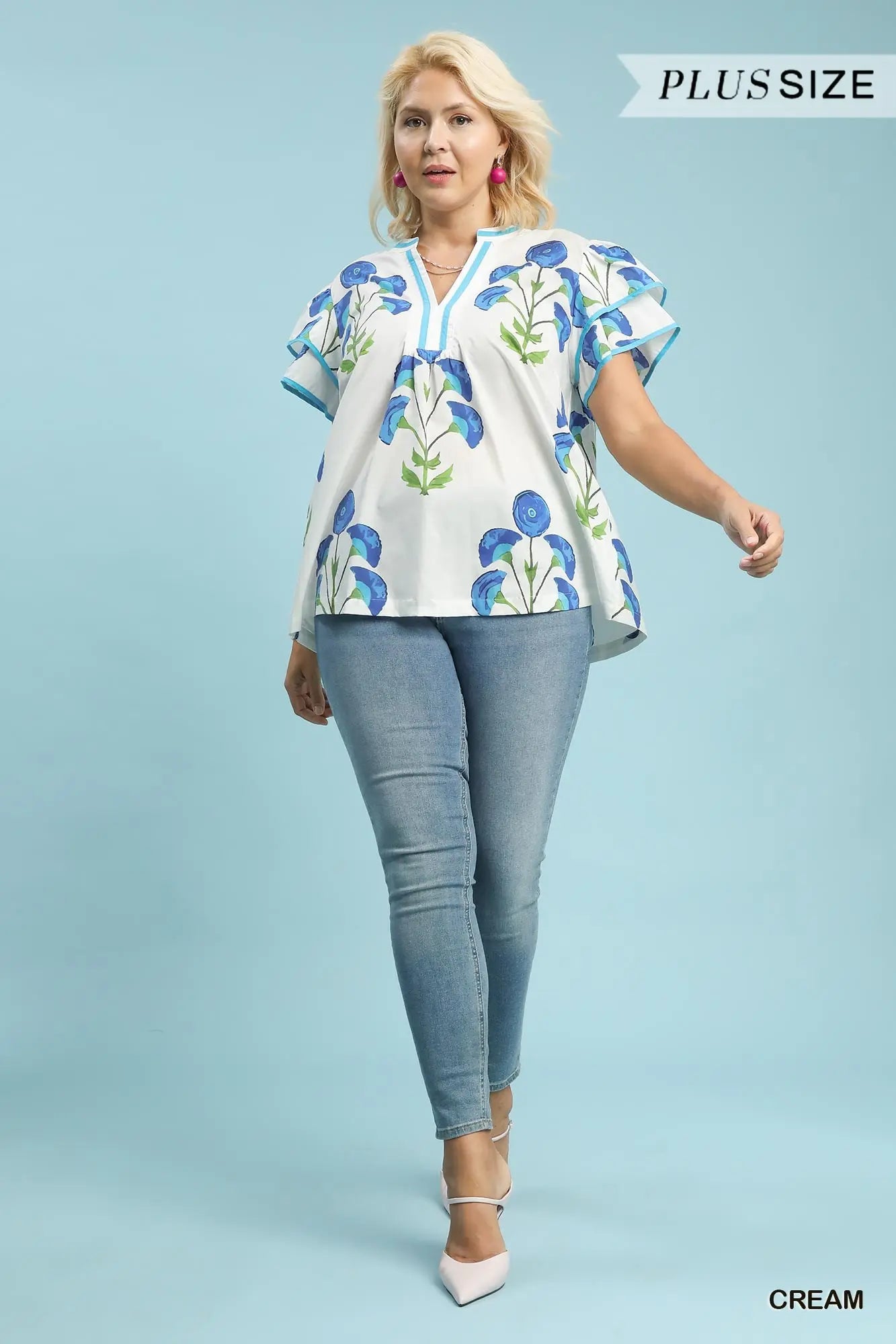 1451 Cream Collared Top