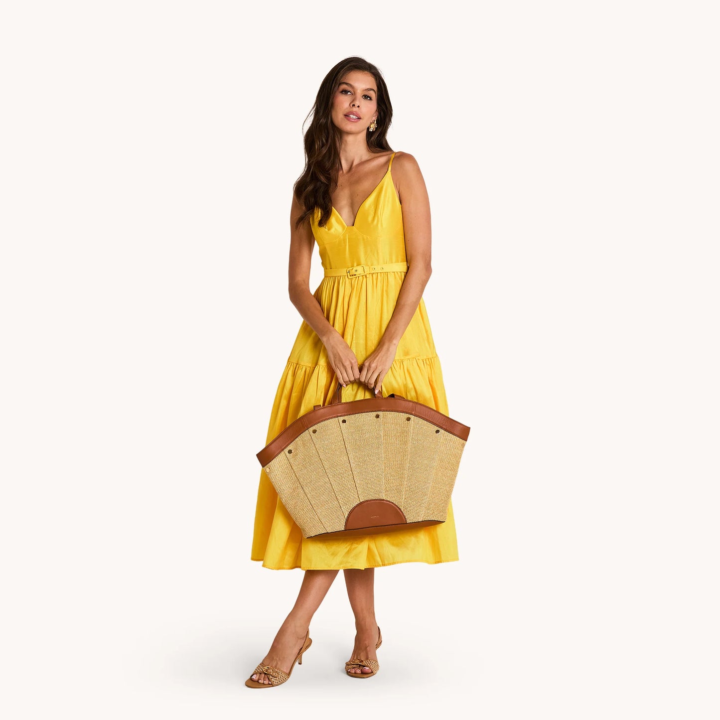 Shelley Resort Tote Cocoa Raffia/Gold