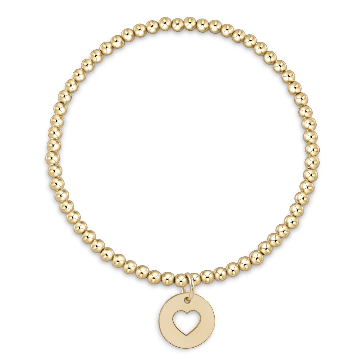 BCLG3LOVGD Classic Gold 3mm Bead Bracelet - Love Gold Disc