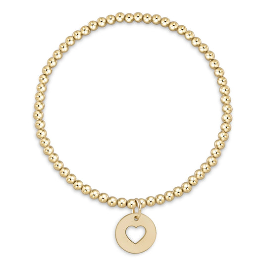 BCLG3LOVGD Classic Gold 3mm Bead Bracelet - Love Gold Disc