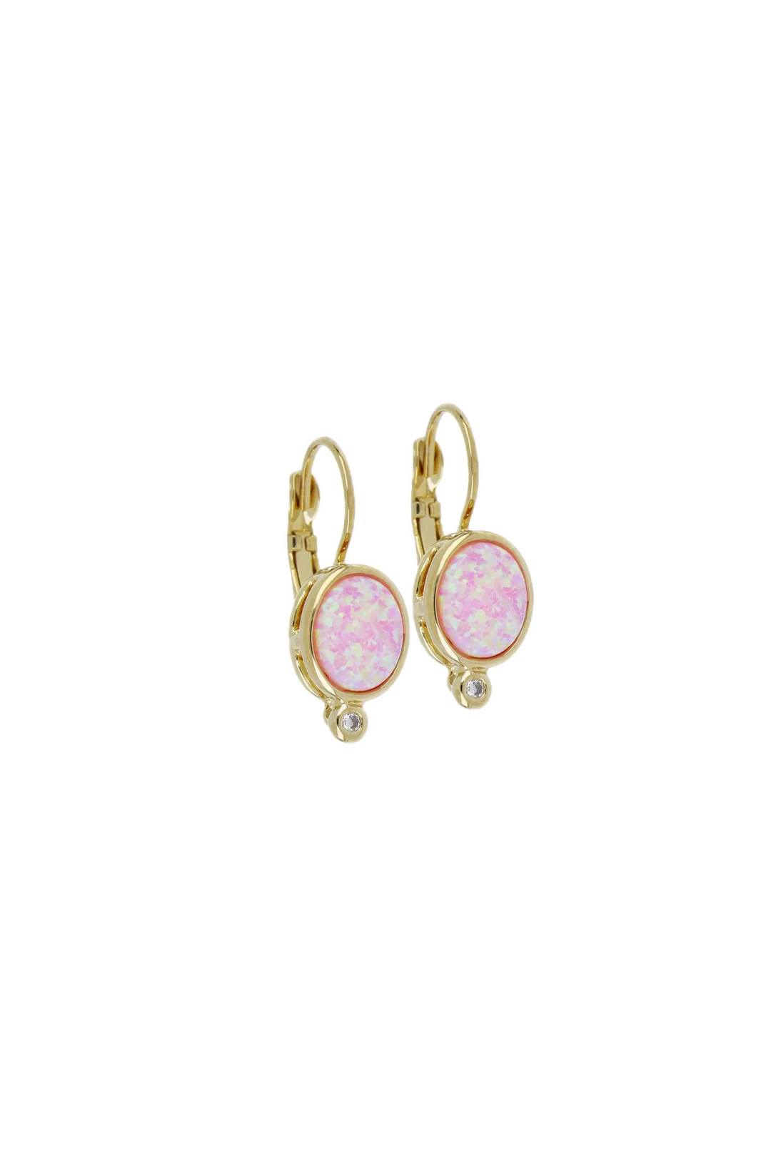 F5819-G6F0 Blue Opal French Wire Gold Earrings
