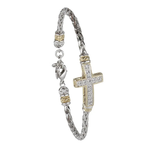 B5610-AF01 PETITE PAVE 7" CROSS BRACELET