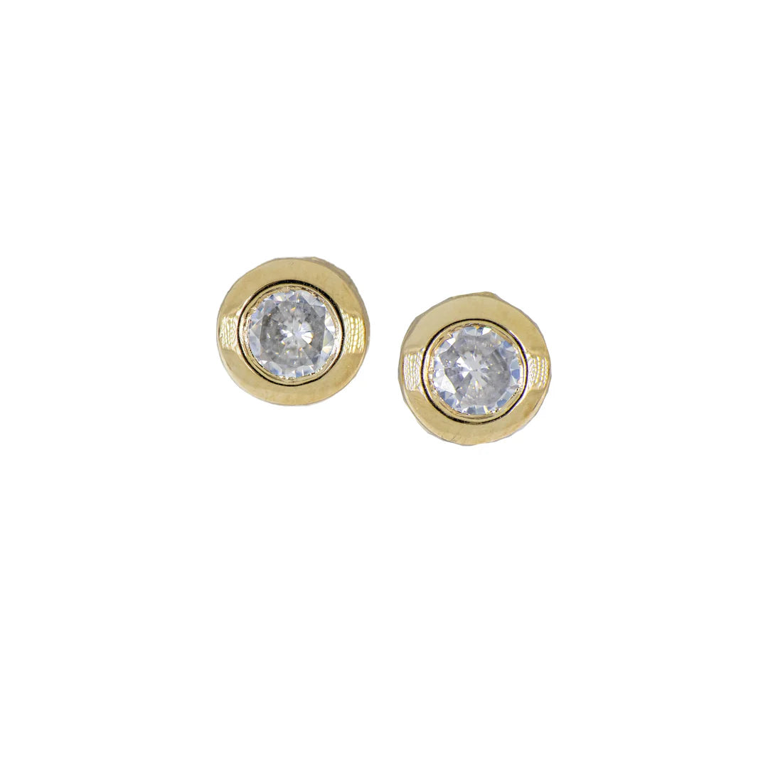 M5549-GF00 CZ BEZEL POST GOLD EARRING