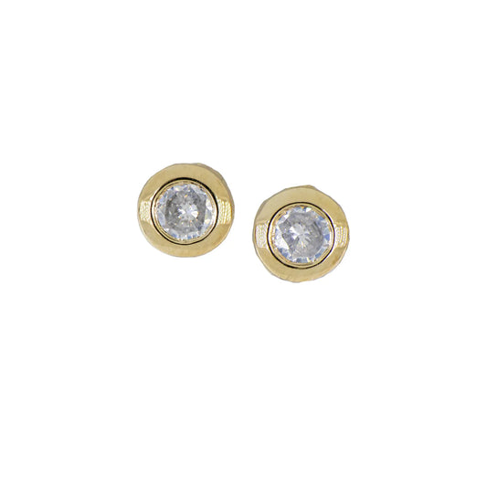 M5549-GF00 CZ BEZEL POST GOLD EARRING