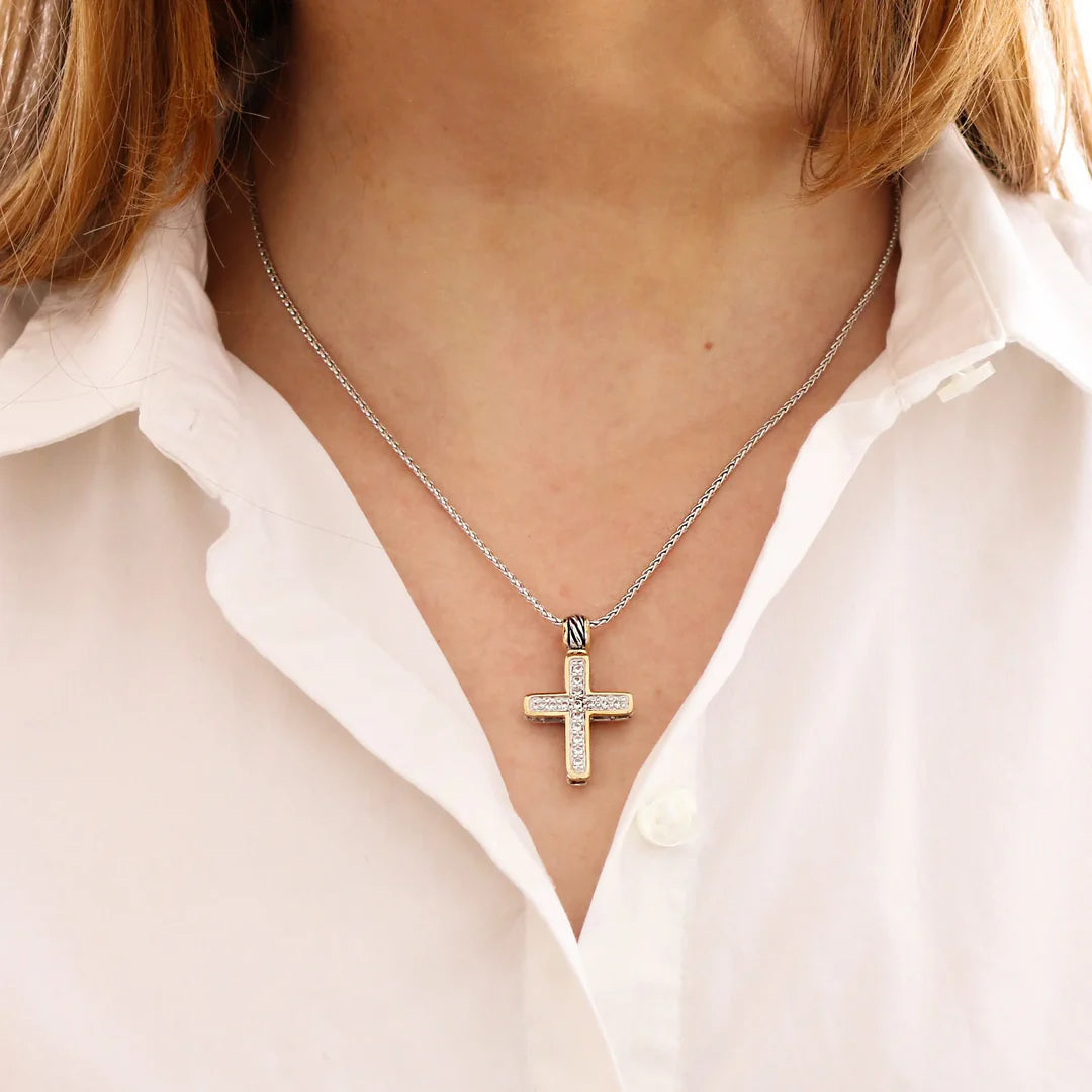 K5257-AF03 T/TONE PAVE CROSS 16" CHAIN