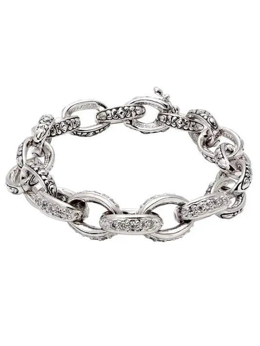 B3898-RF0P 7.5" RHOD/PAVE OVAL LINK BRAC