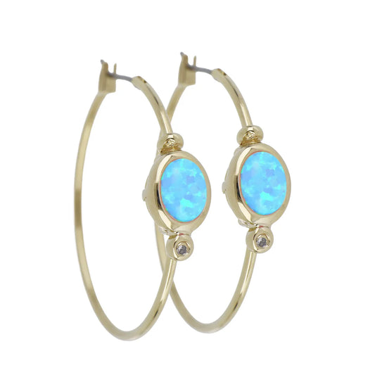 G5581-G6F0 Opalas do Mar Hoop Earrings Blue opal