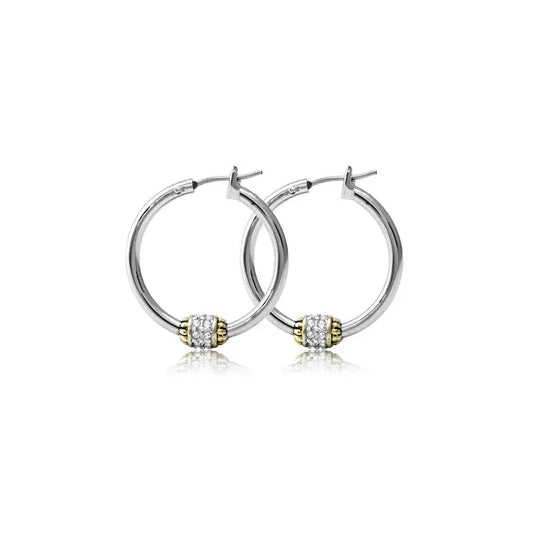 G2735-AF00 Beaded Pave Hoop Earrings