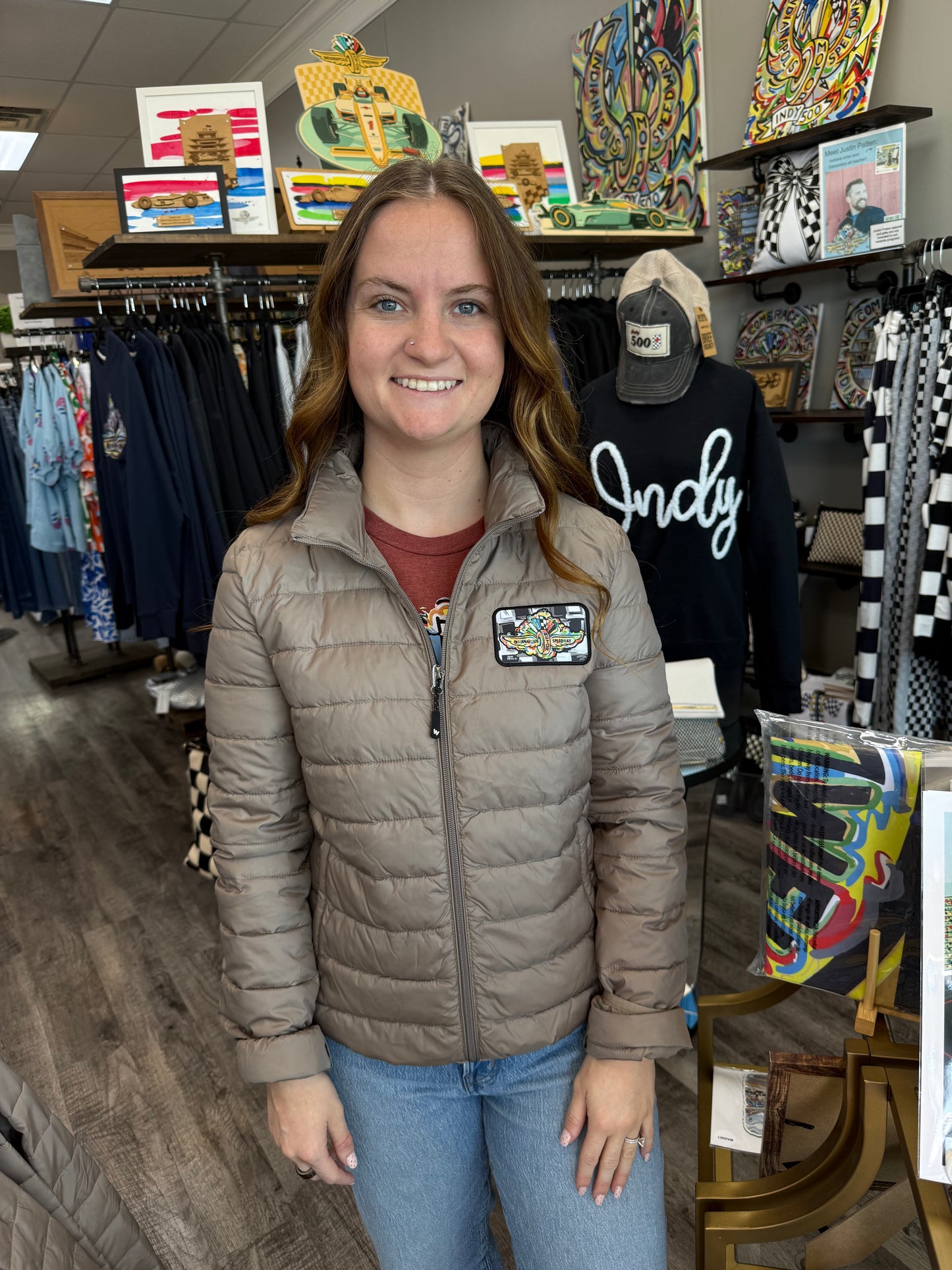 Indianapolis Motor Speedway Patch Jacket Tan or Black