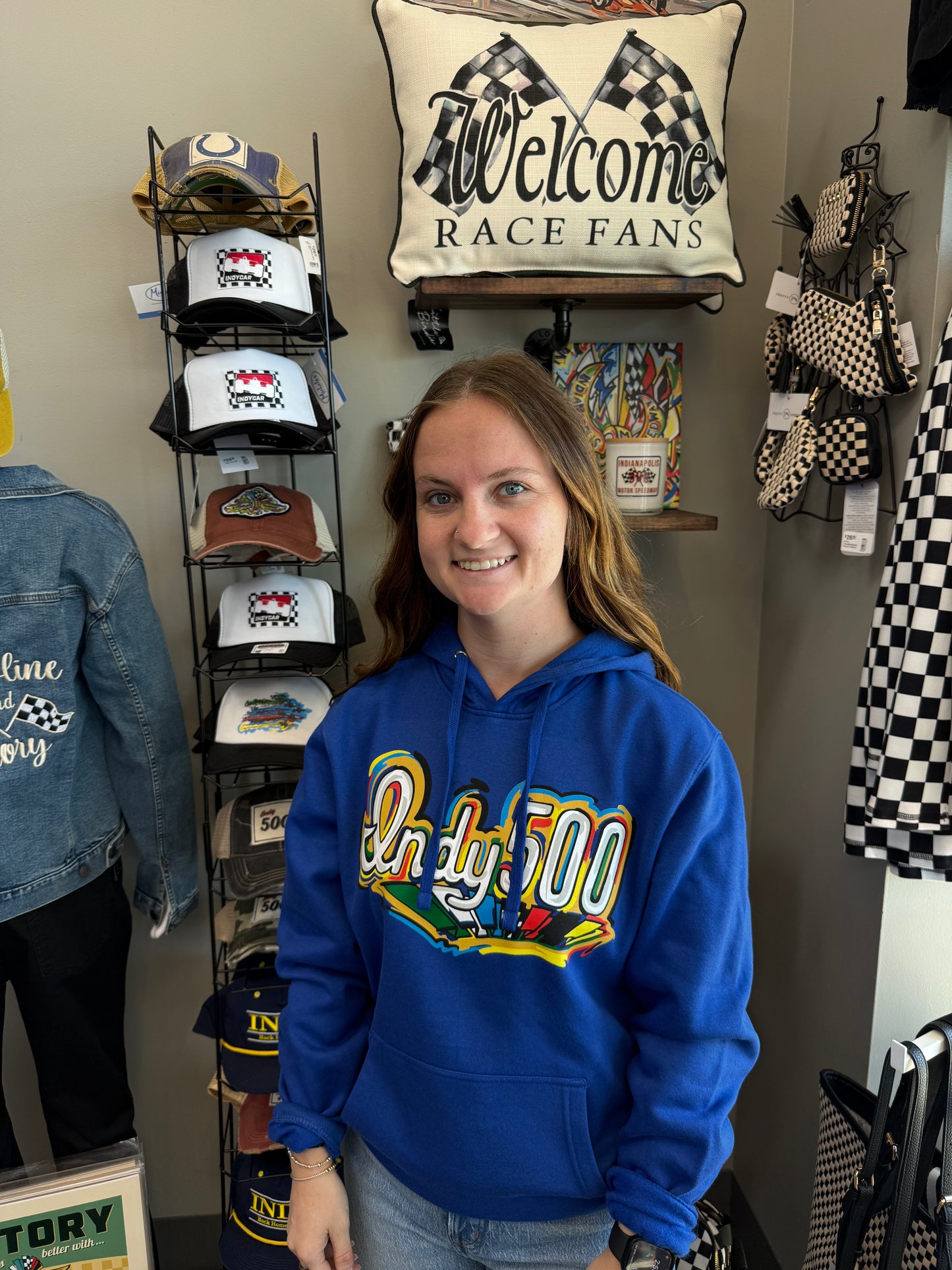 Indy 500 Script Unisex Hoodie Deep Royal