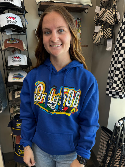Indy 500 Script Unisex Hoodie Deep Royal