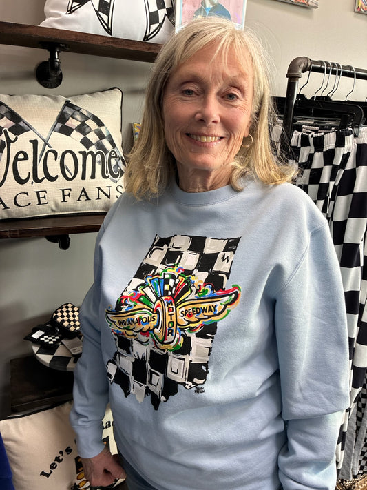 IMS Indiana Shape Crew Sweatshirt Icy Blue Heather