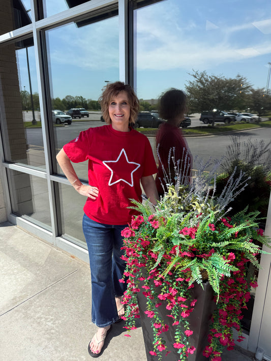 Red Star Yarn Tee with flag on arm
