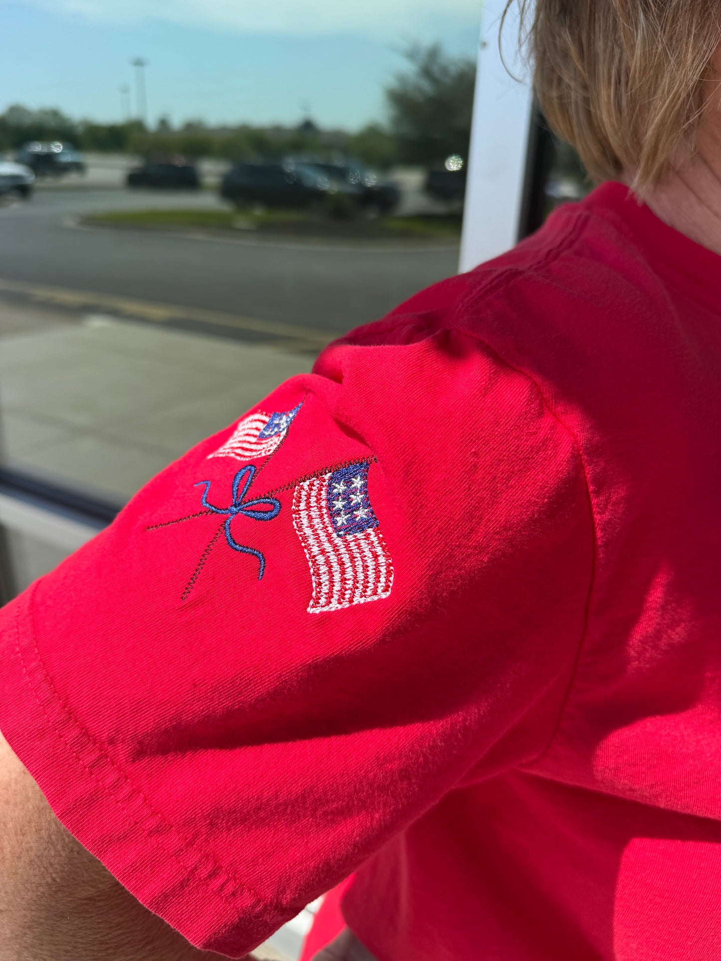 Red Star Yarn Tee with flag on arm