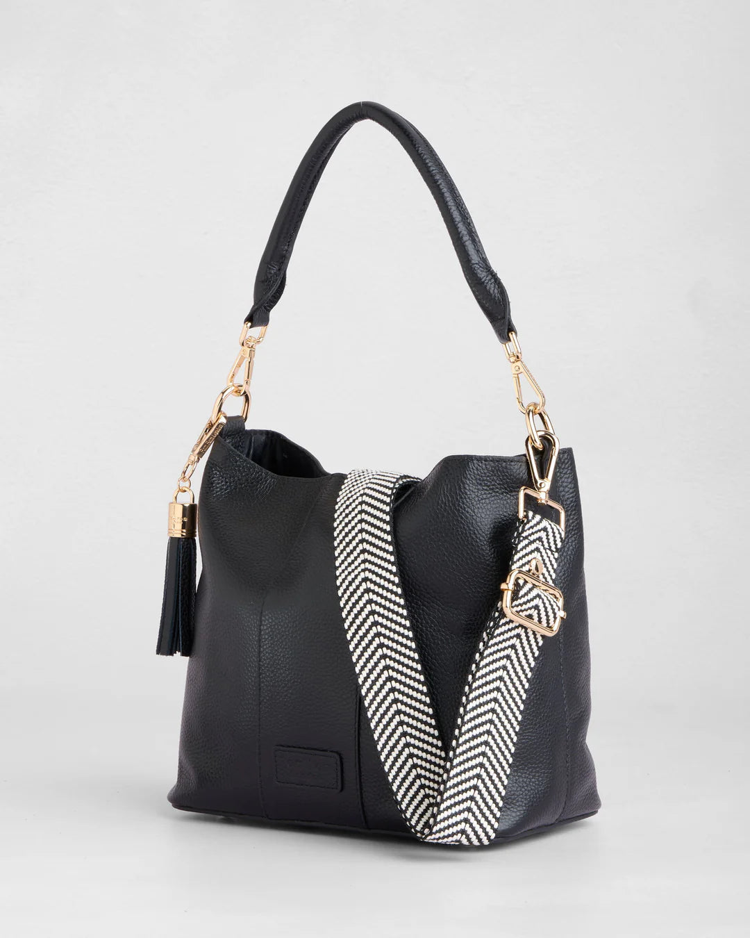 Lambeth Black + 2 straps (Logo Black Strap & Black White Mini Chevron Strap)