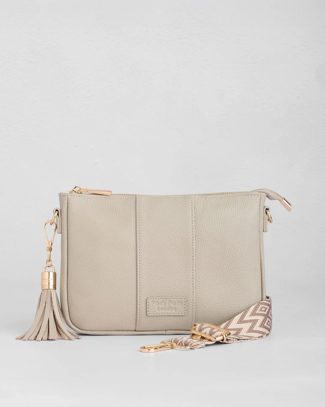 Slim City Bag Stone + 2 straps (Logo Stone Strap & Navy Floral Strap)