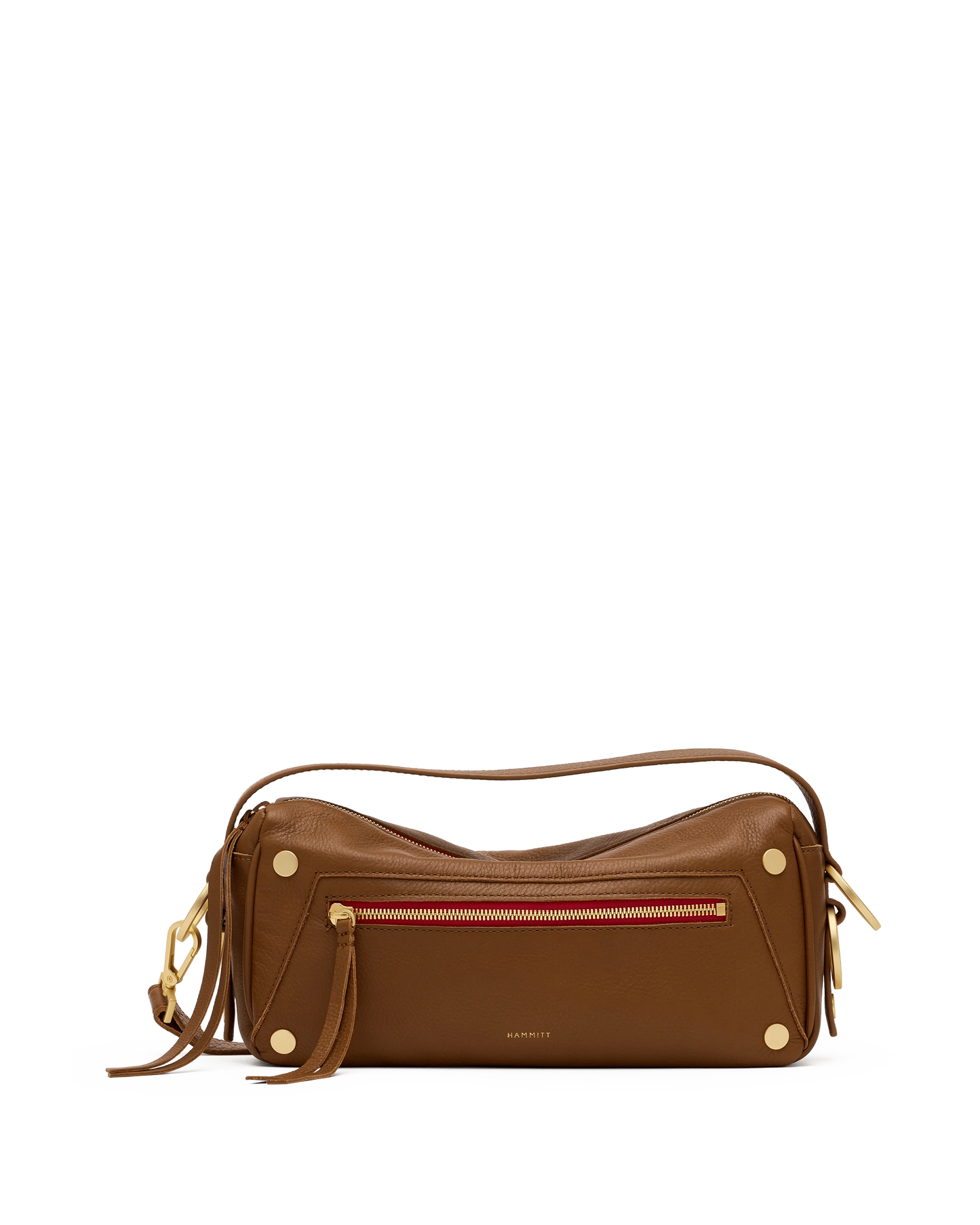 Doxie Medium Mahogany Pebble/Brushed Gold Red Zipper