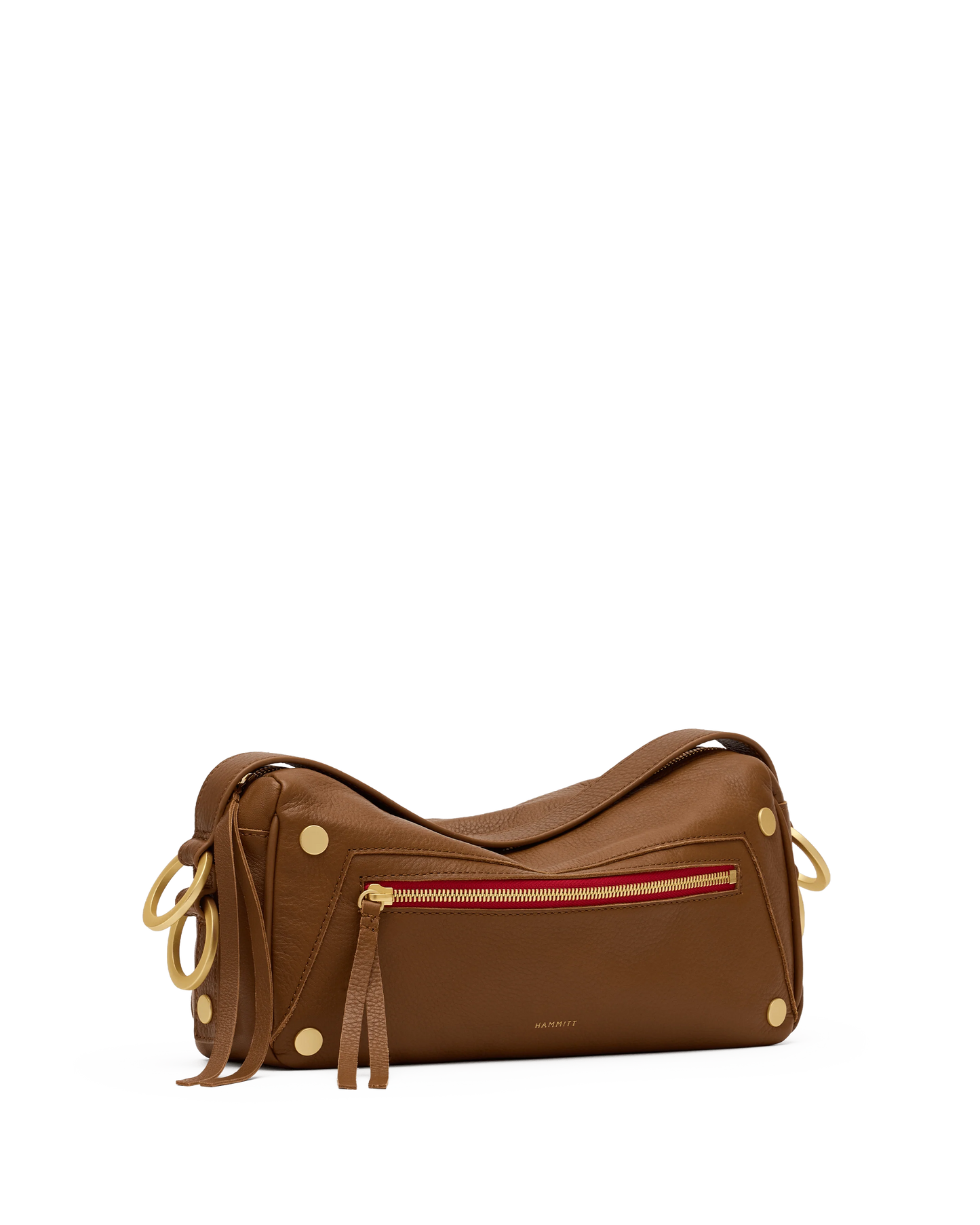 Doxie Medium Mahogany Pebble/Brushed Gold Red Zipper
