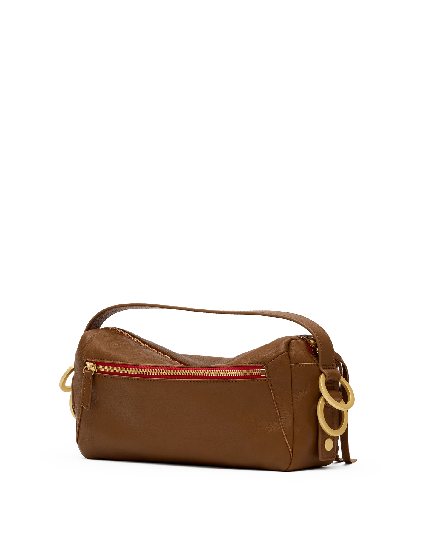 Doxie Medium Mahogany Pebble/Brushed Gold Red Zipper