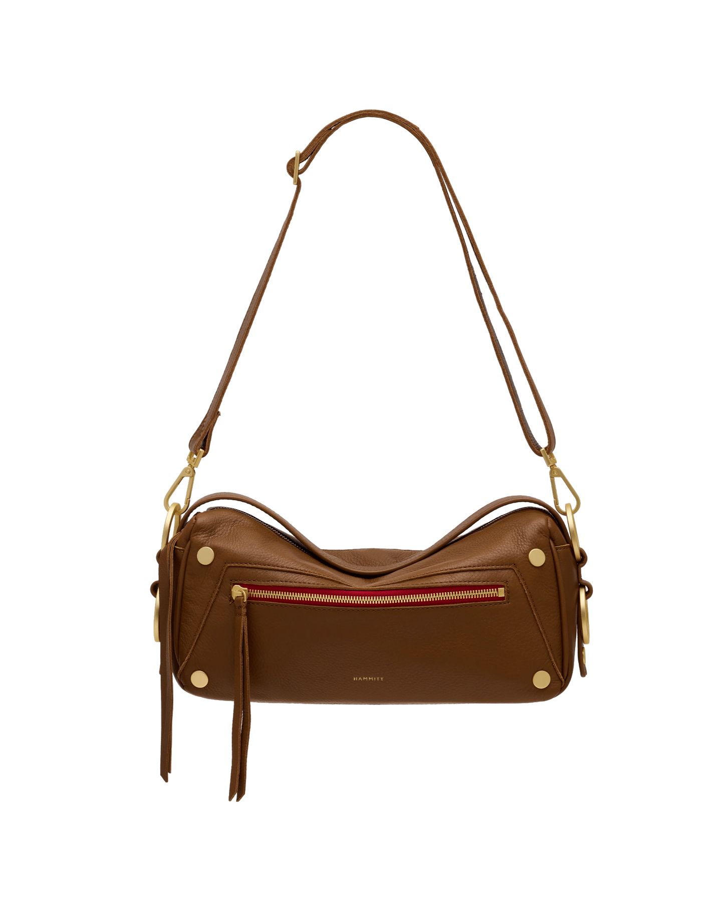 Doxie Medium Mahogany Pebble/Brushed Gold Red Zipper