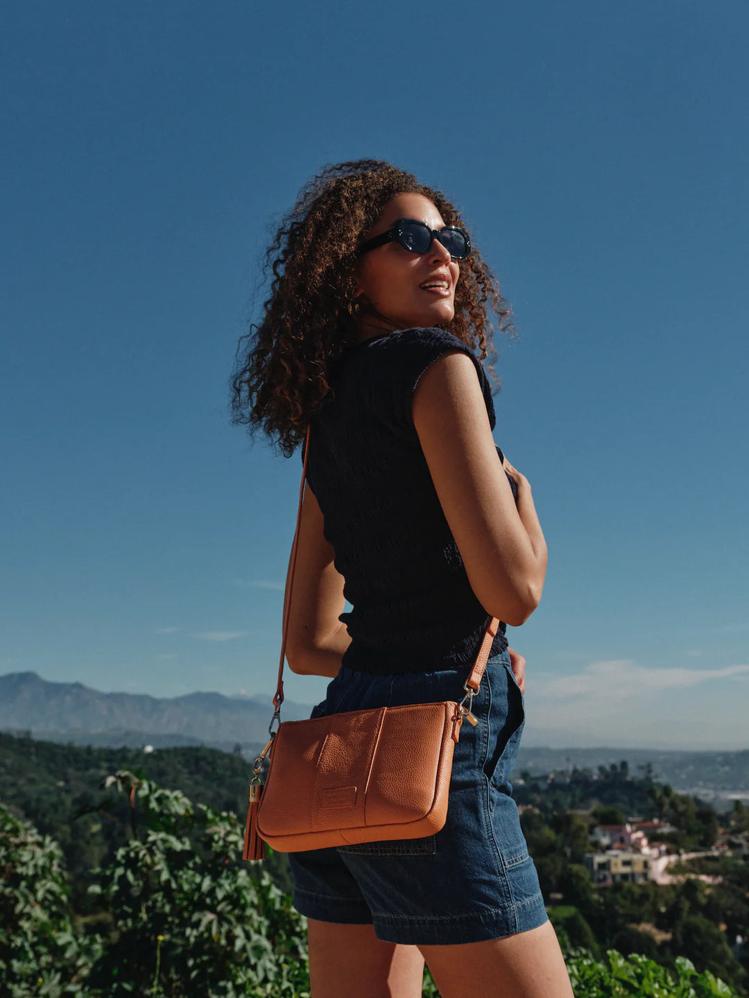 City Slim Bag Mango Tango + 2 straps (Mango Tango Stripe & Marble Link Chain)