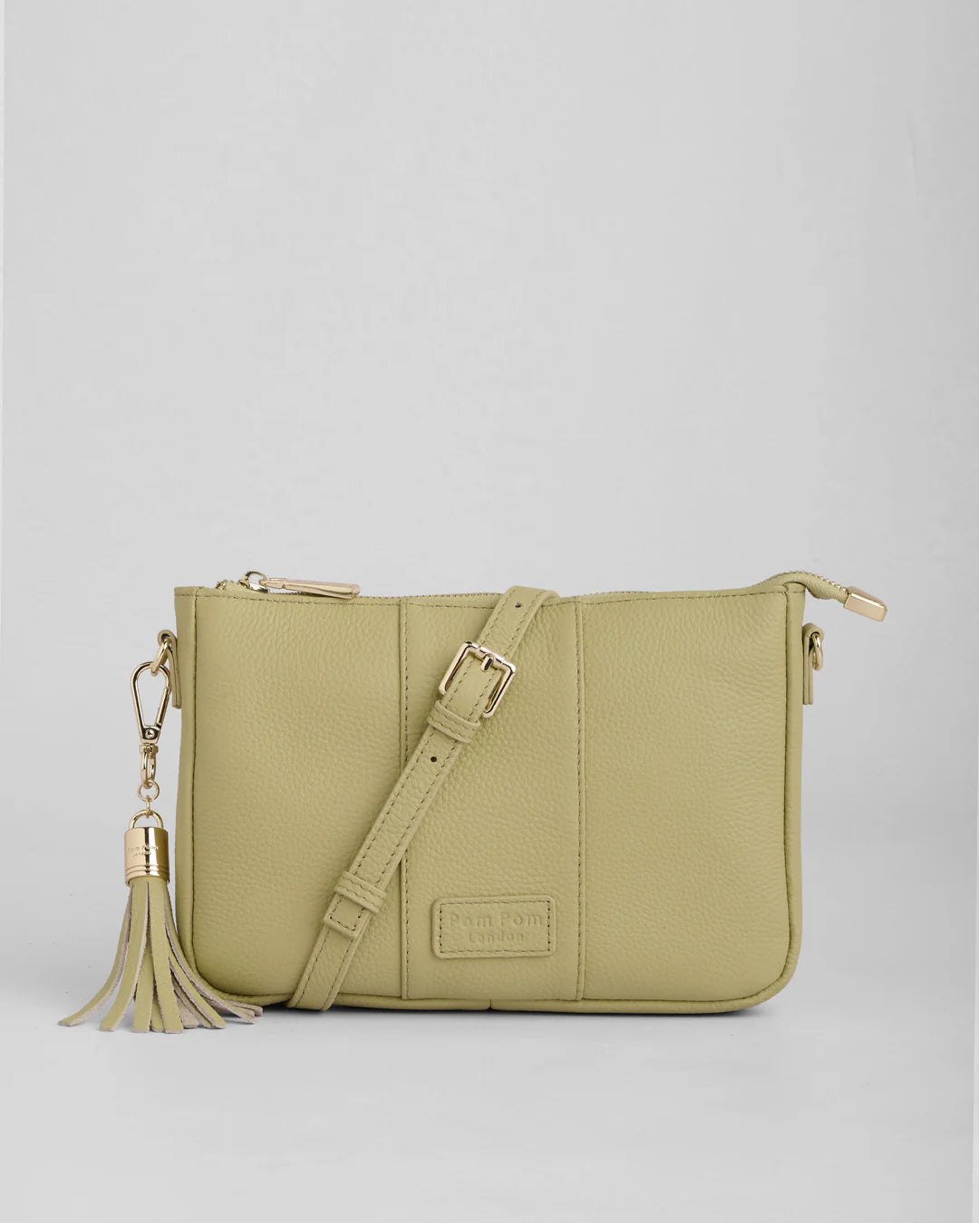 City Slim Bag Pale Fern + 2 straps (Green Stitched & Pale Fern Weave Gold Chain)