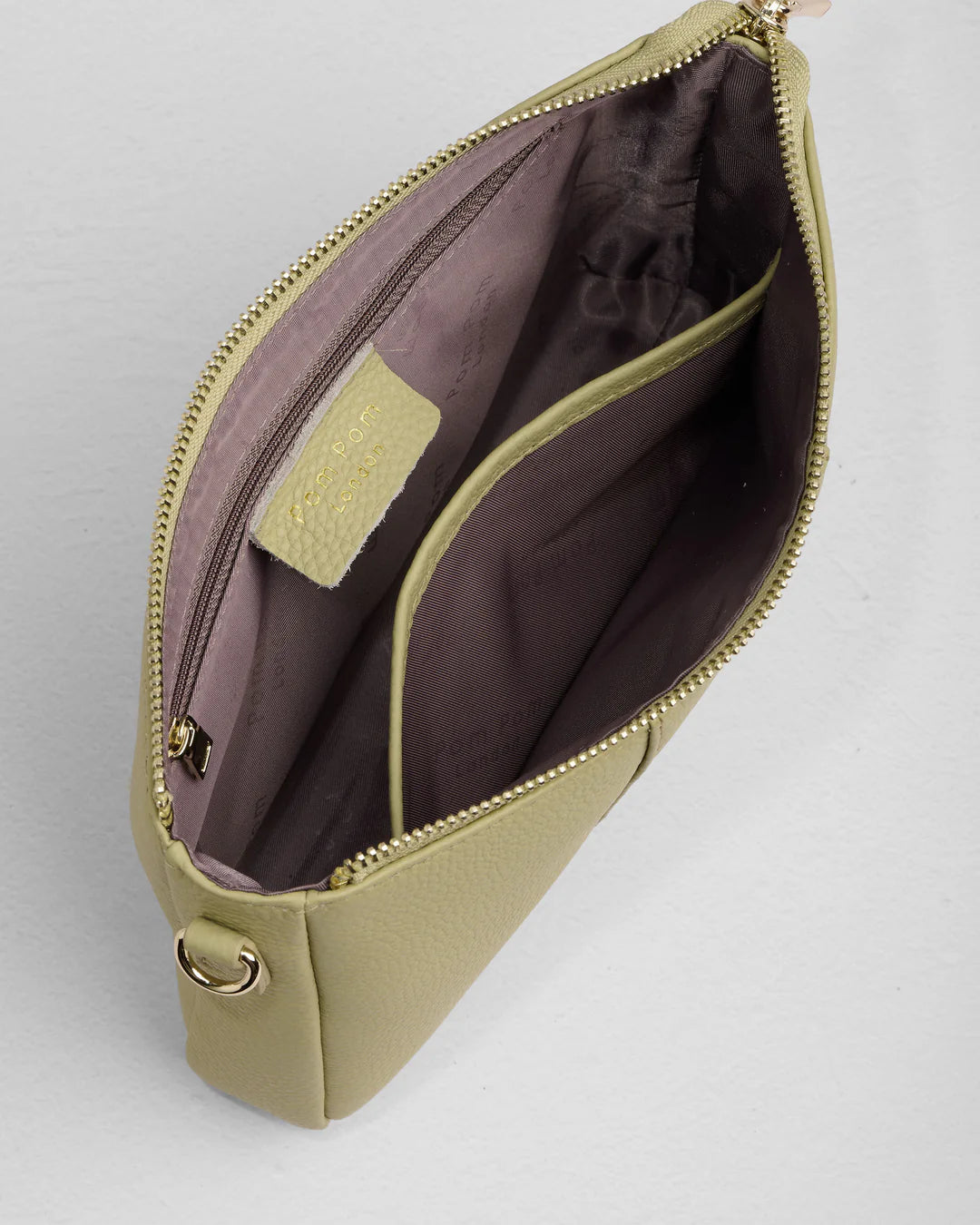 City Slim Bag Pale Fern + 2 straps (Green Stitched & Pale Fern Weave Gold Chain)